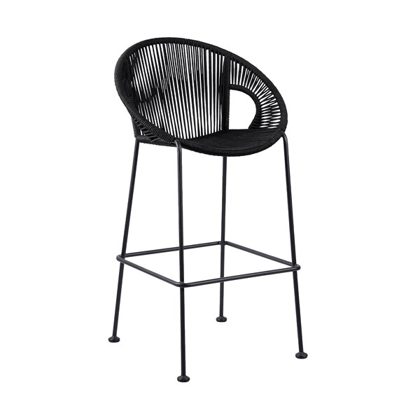 Armen Living Acapulco 26" Indoor Outdoor Steel Bar Stool with Black Rope LCACBABL26 - main